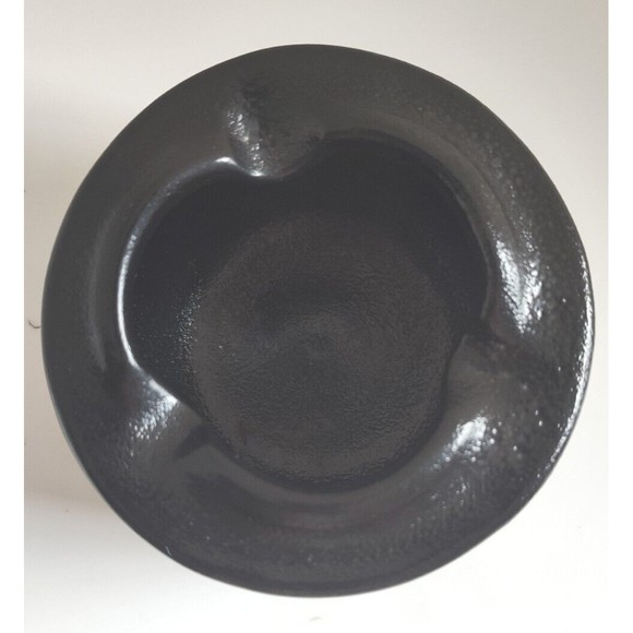 VINTAGE BLACK & GOLD JAPANESE TEMPLE W/ CHERRY BLOSSOM TREES CERAMIC ASHTRAY 3in - Picture 6 of 7